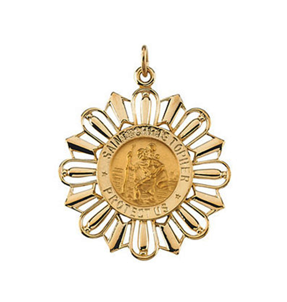 14k Yellow Gold St. Christopher Medal (30x26 MM).