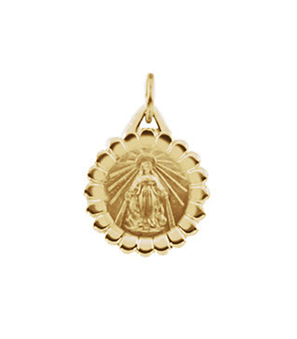 14k Yellow Gold Miraculous Medal (13x11 MM).