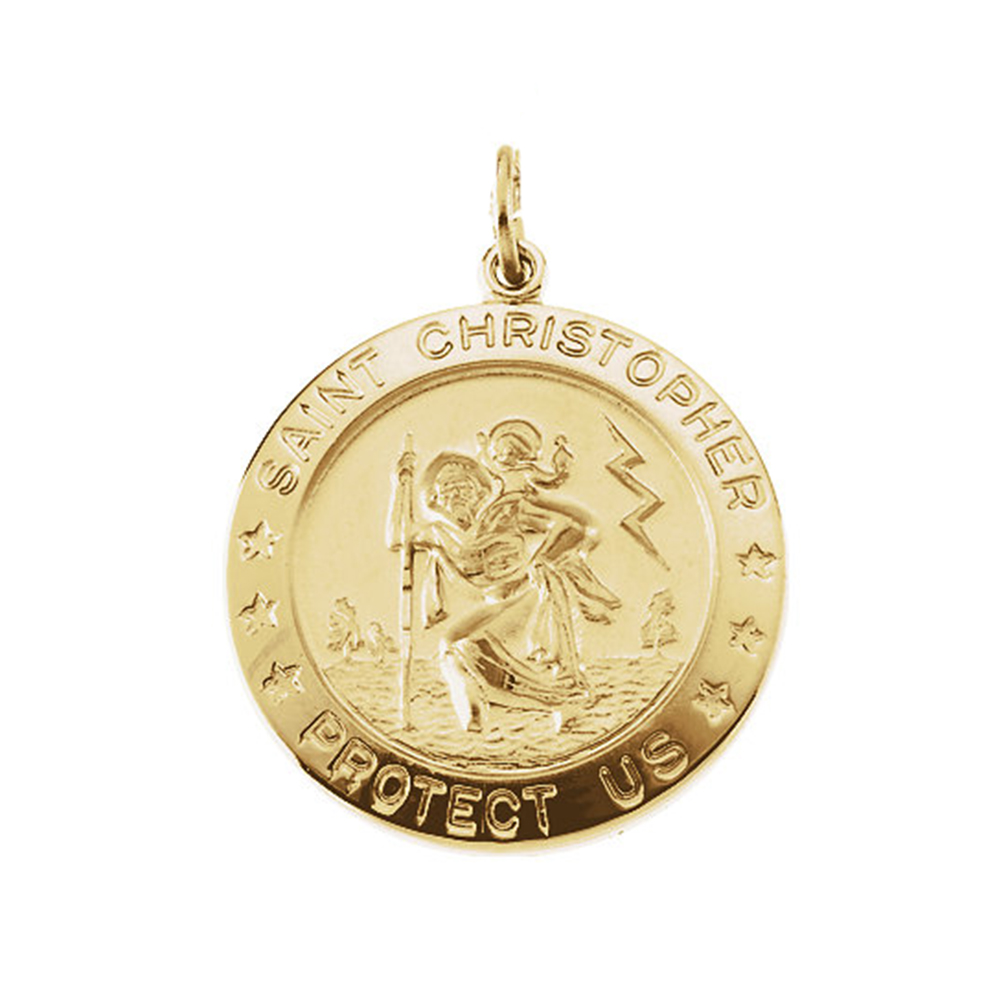 Yellow Gold Filled St. Christopher Medal (25 MM).