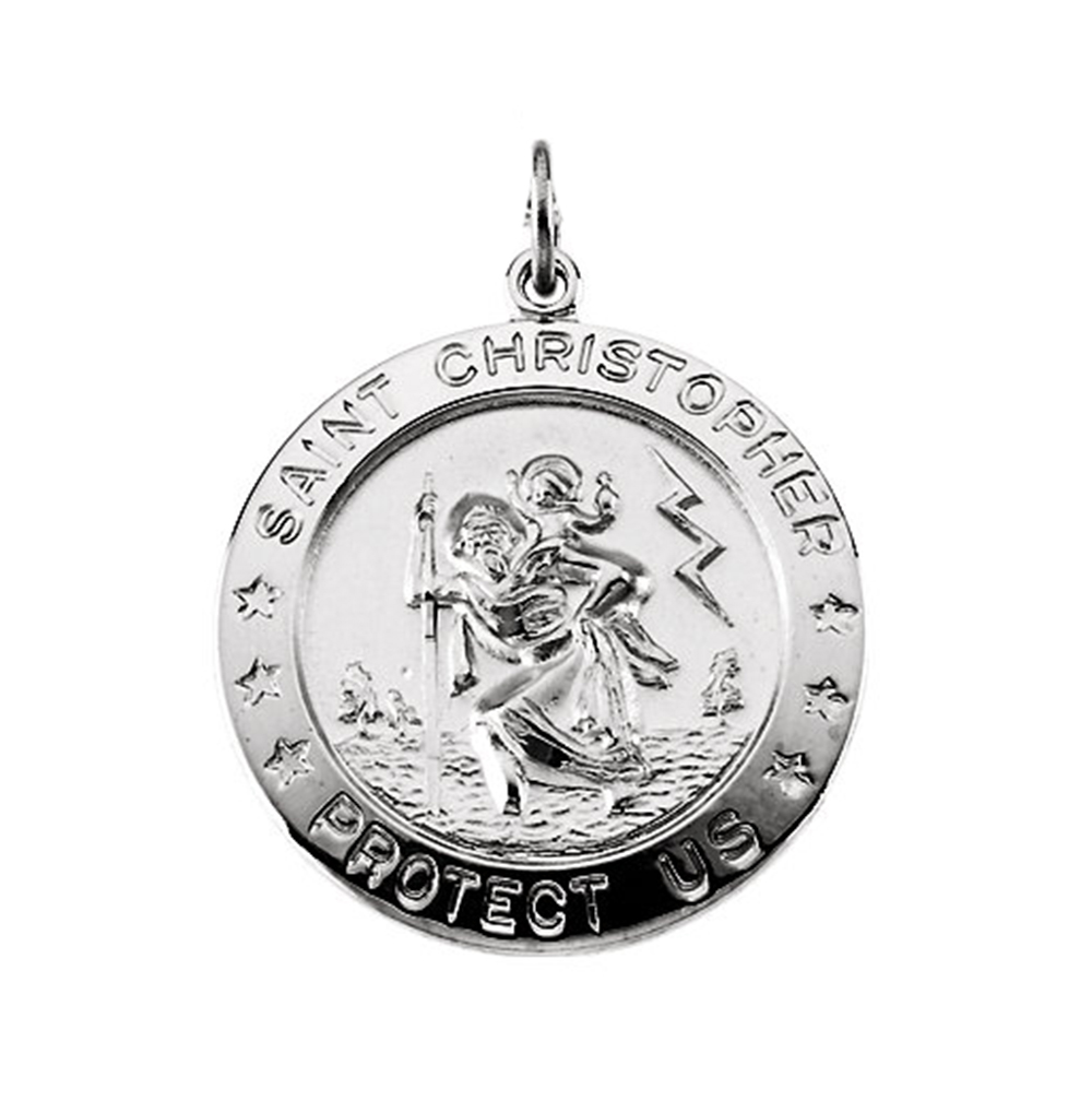 Sterling Silver Round St. Christopher Medal (25 MM).