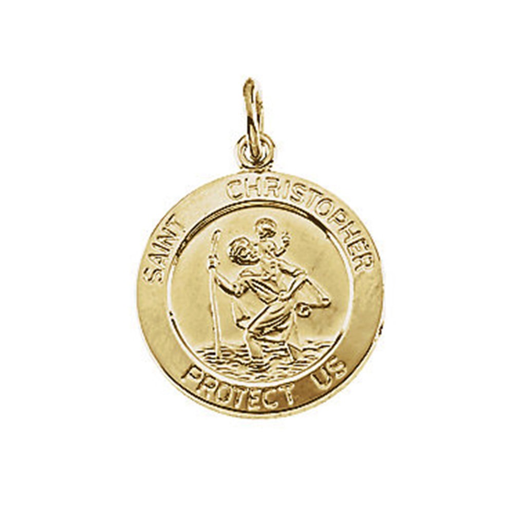 14k Yellow Gold St. Christopher Medal (15 MM).