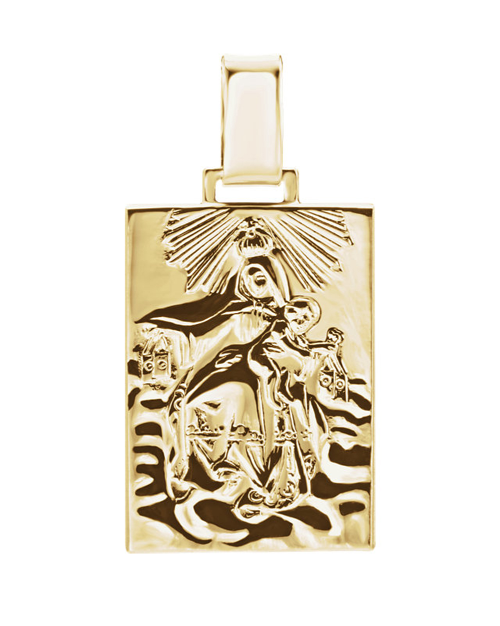 14k Yellow Gold Our Lady of Mount Carmel Medal (19.4x14 MM).