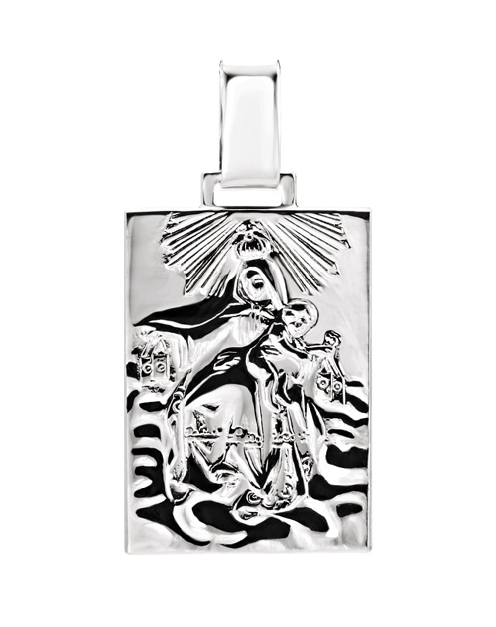 Sterling Silver Our Lady of Mount Carmel Medal (19.4x14 MM).