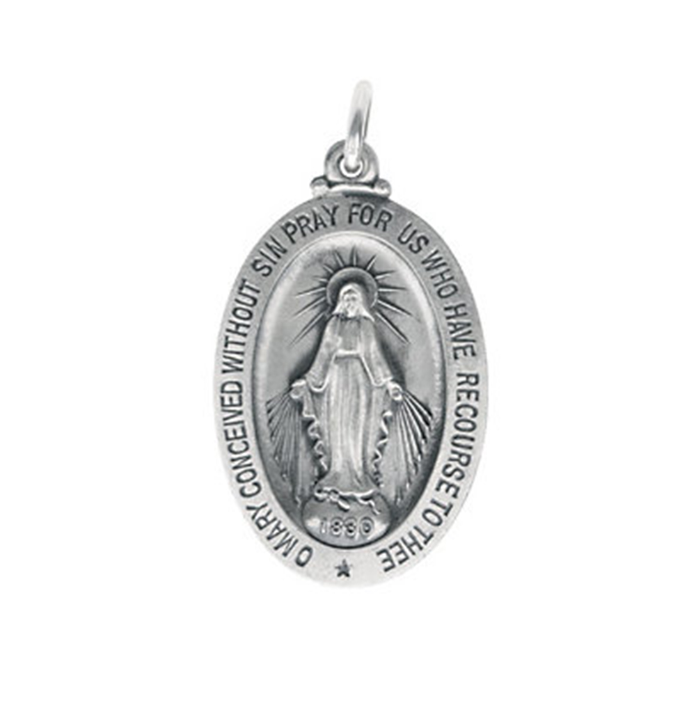 Sterling Silver Oval Miraculous Medal.