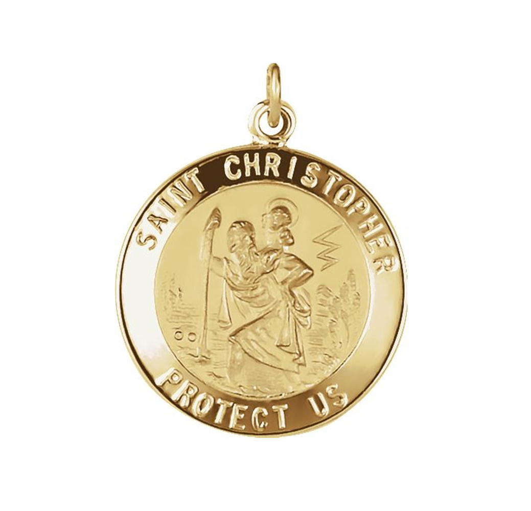 14k Yellow Gold St. Christopher Medal (20 MM).