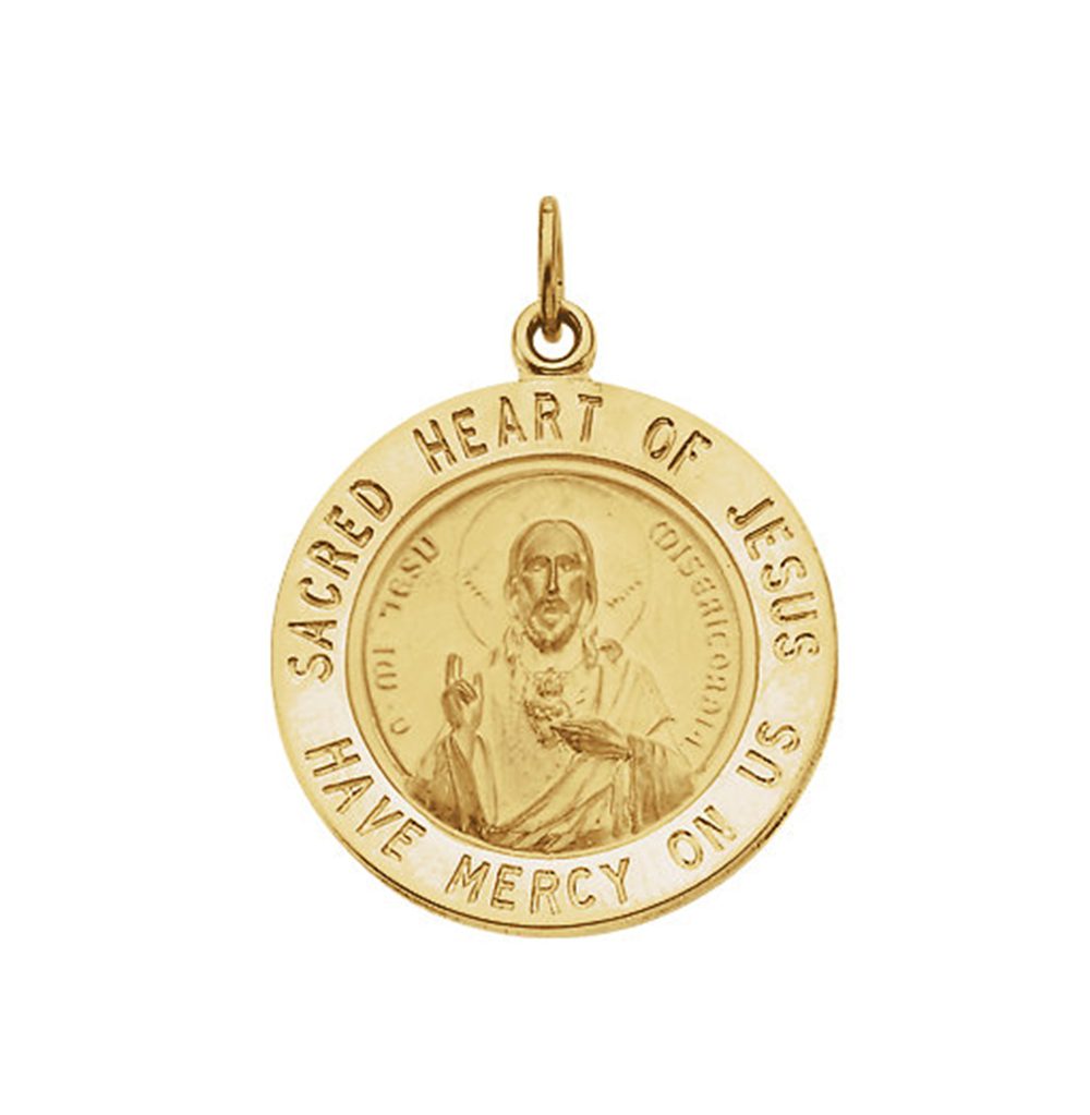 14k Yellow Gold Sacred Heart of Jesus Medal (18.5 MM).