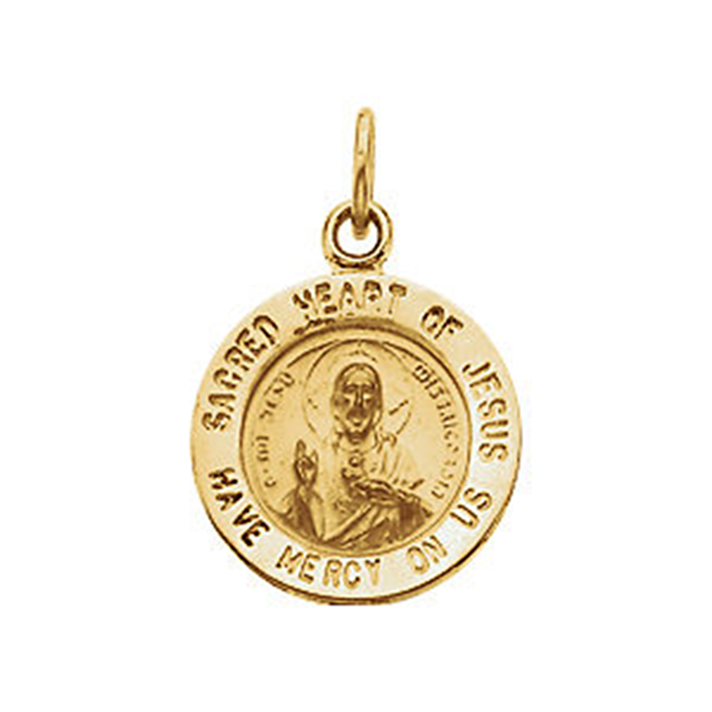 14k Yellow Gold Sacred Heart of Jesus Medal (12 MM).