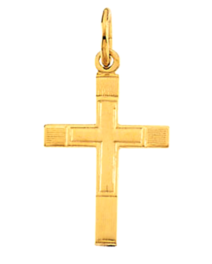 Small 14k yellow gold cross in a cross for boys and girls.