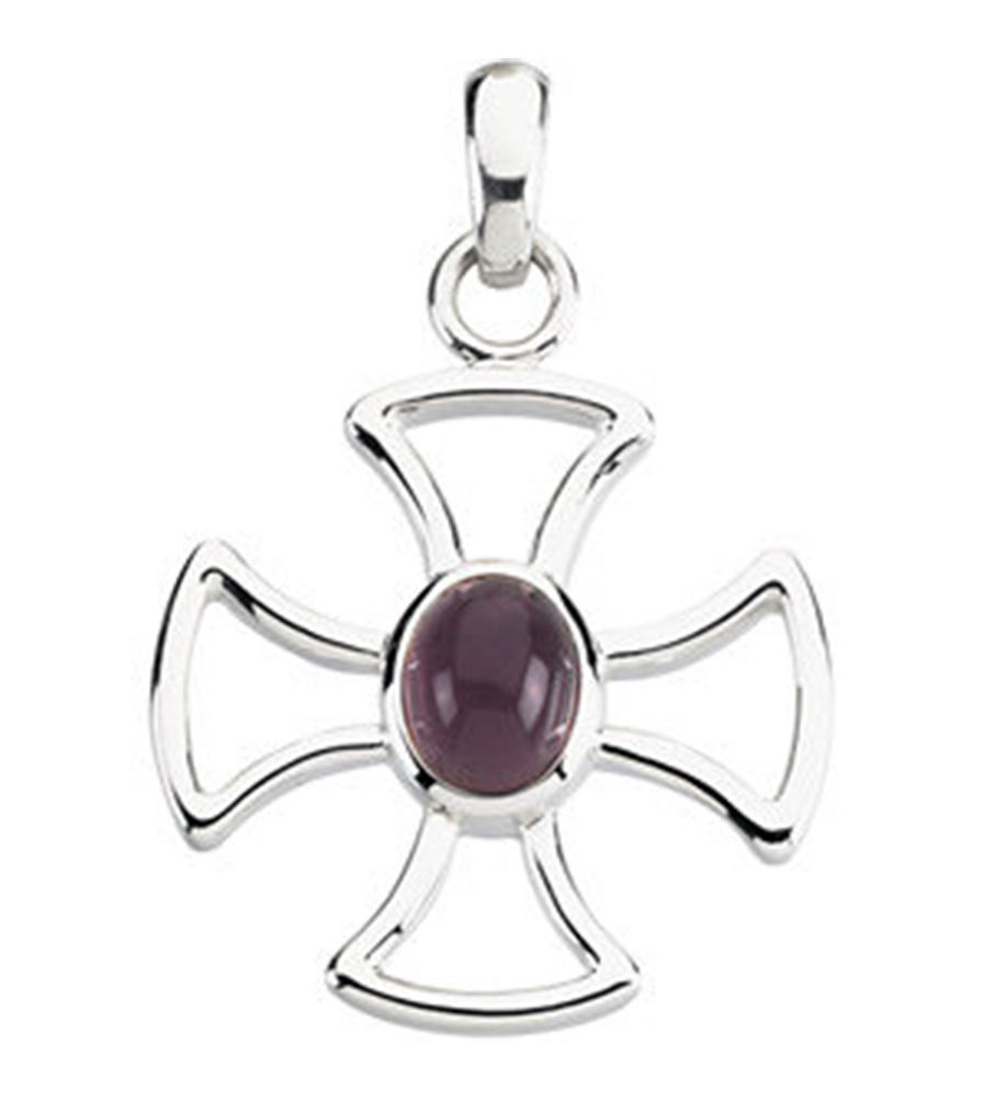  14K White Maltese Cross Pendant.