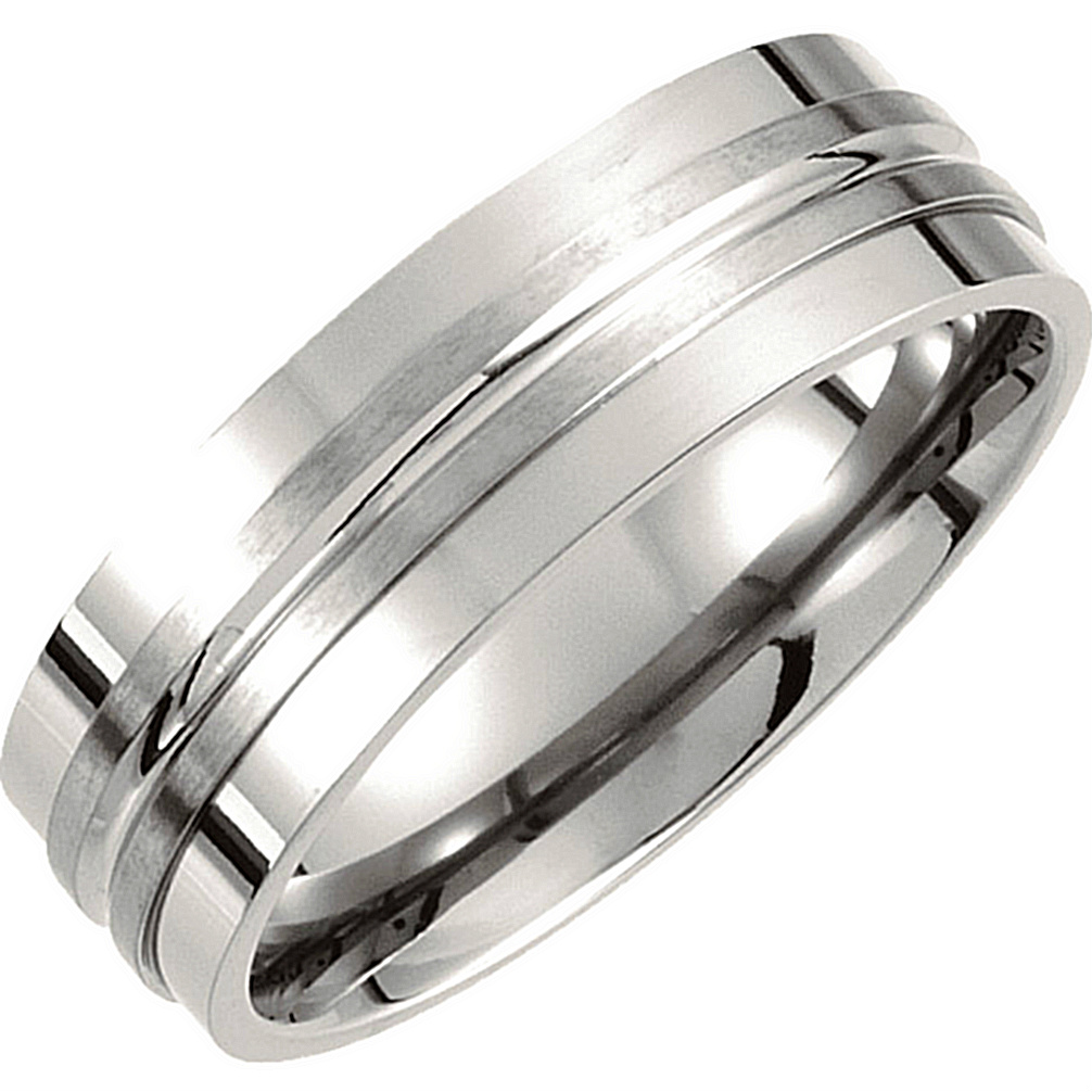  Titanium Double Groove Satin Finish Band