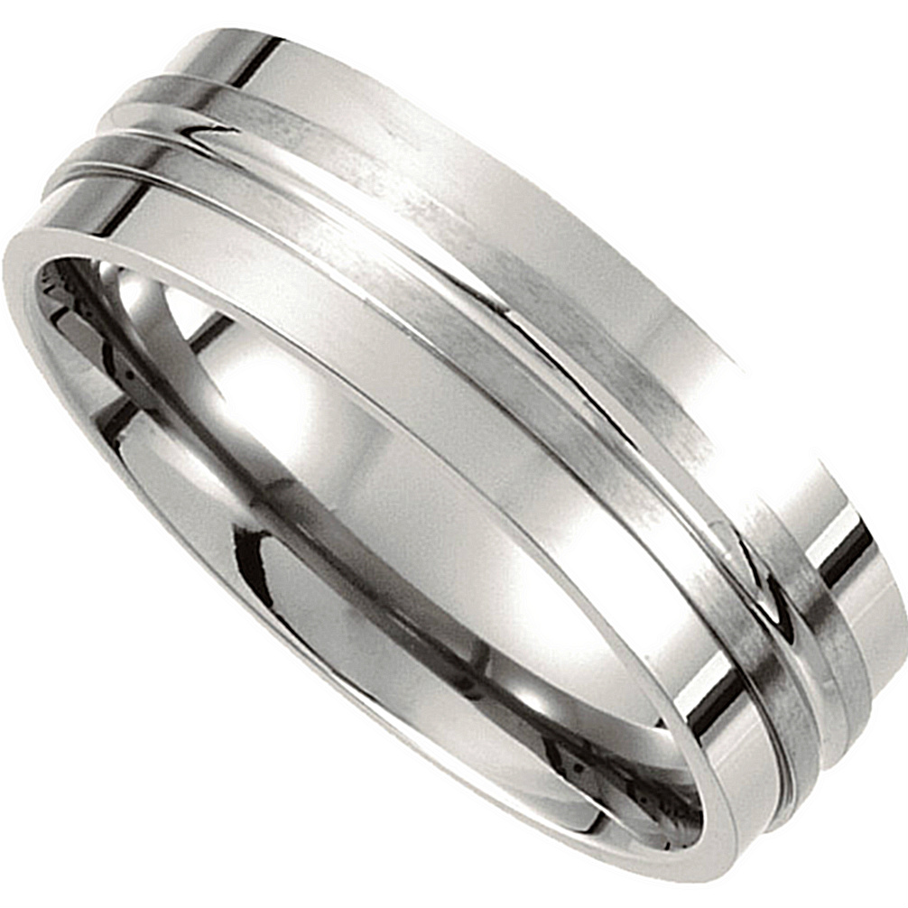  Titanium Double Groove Satin Finish Band