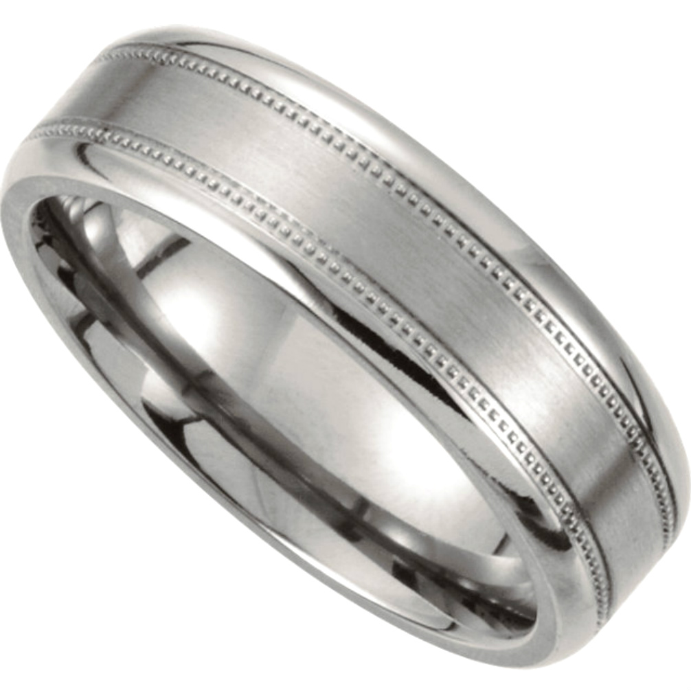 7mm Titanium Polished and Satin Finish Milgrain Band