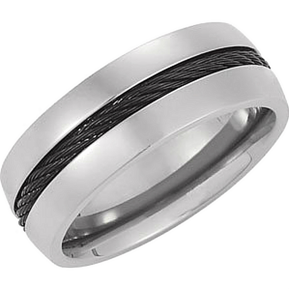 Titanium Band with Black Cable Inlay