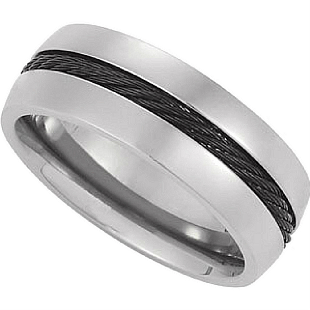 Titanium Band with Black Cable Inlay 