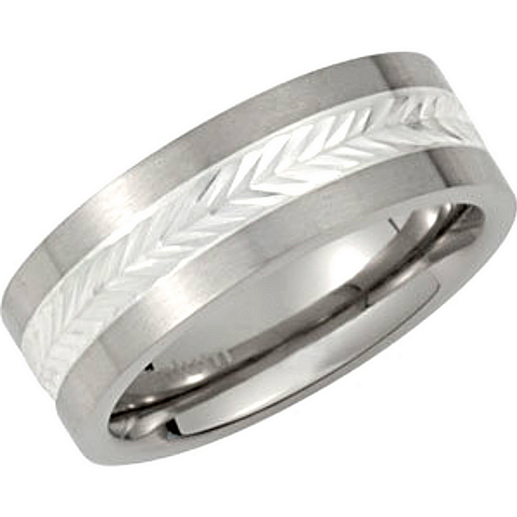 Titanium Band with Sterling Silver Inlay