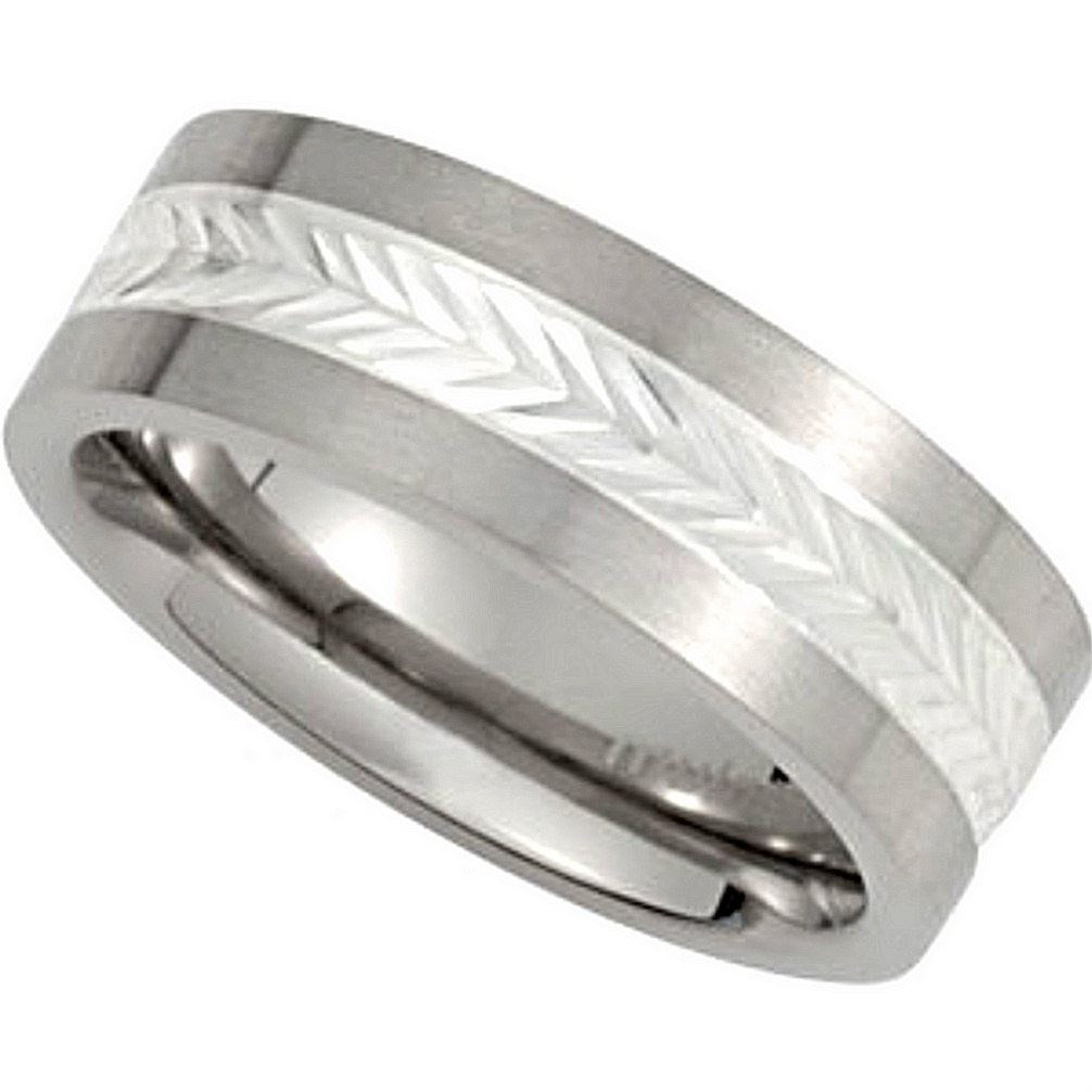 Titanium Band with Sterling Silver Inlay 