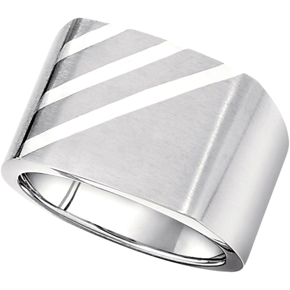 Titanium with Sterling Silver Signet Ring 