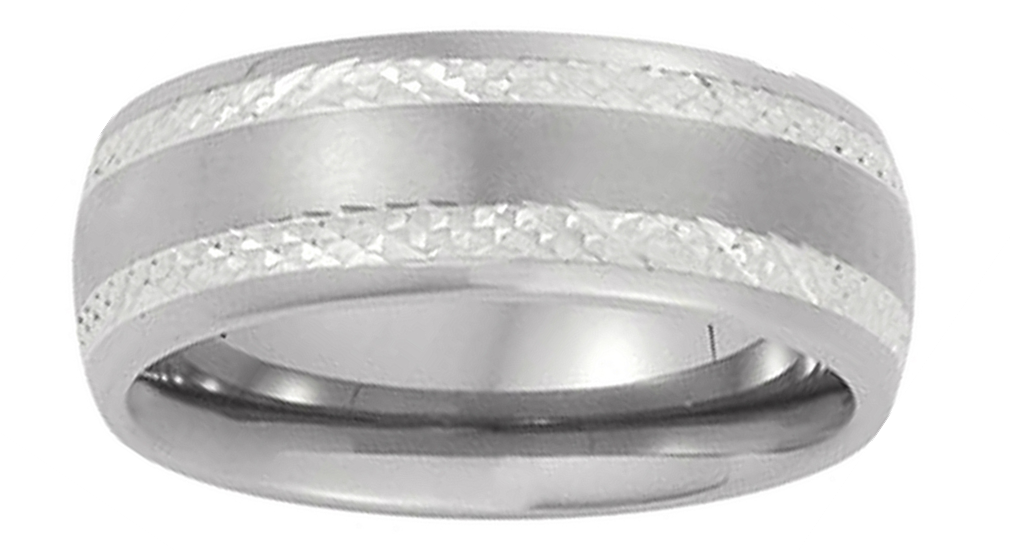 Titanium Band with Sterling Silver Inlay - T938