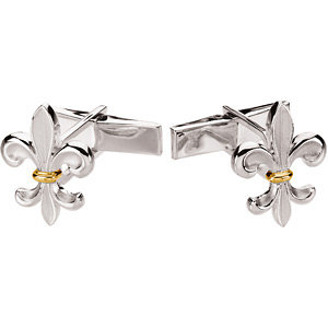 Two Tone Fleur-de-Lis Cuff Links.  