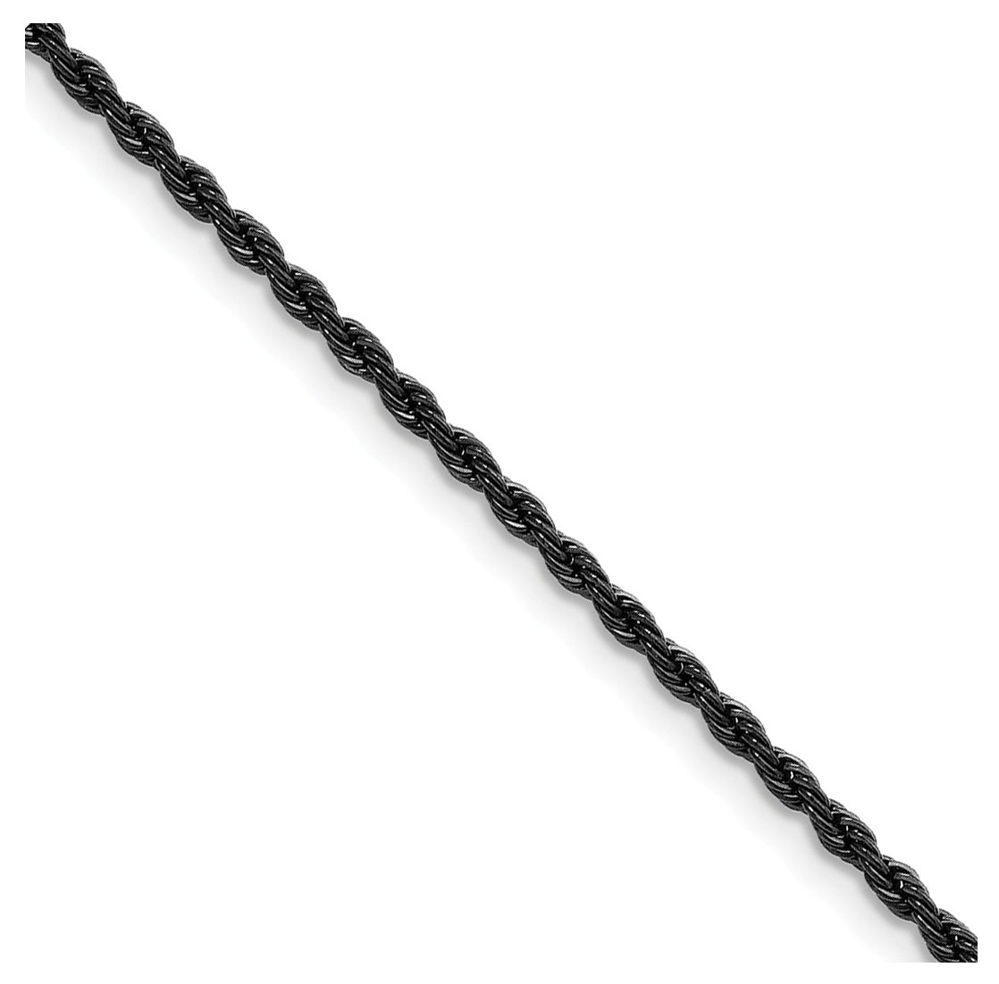 Stainless Steel IP Black-Plated 2.4mm 18in Rope Chain.