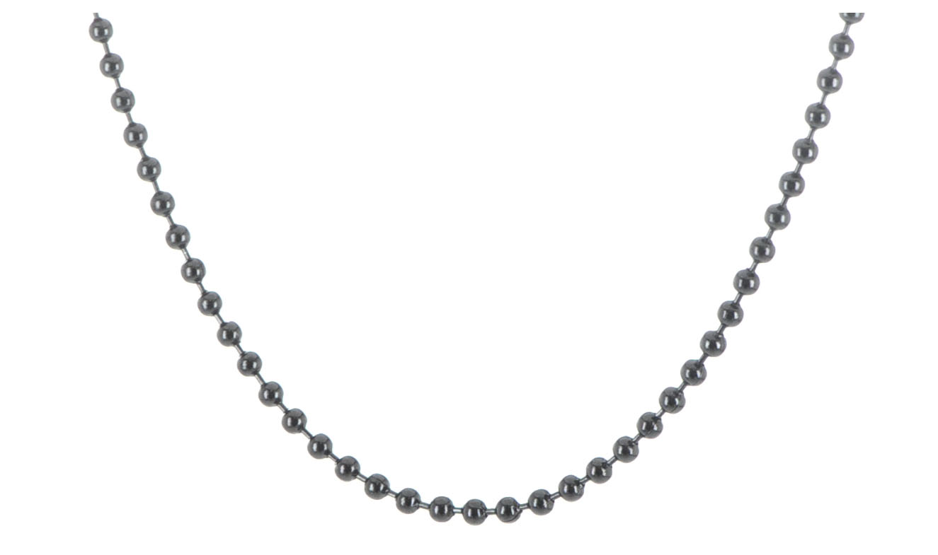  3mm, 18 inch, black IP stainless steel bead ball chain.