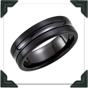 7.5 Titanium Matte and Polished Grooved Ring