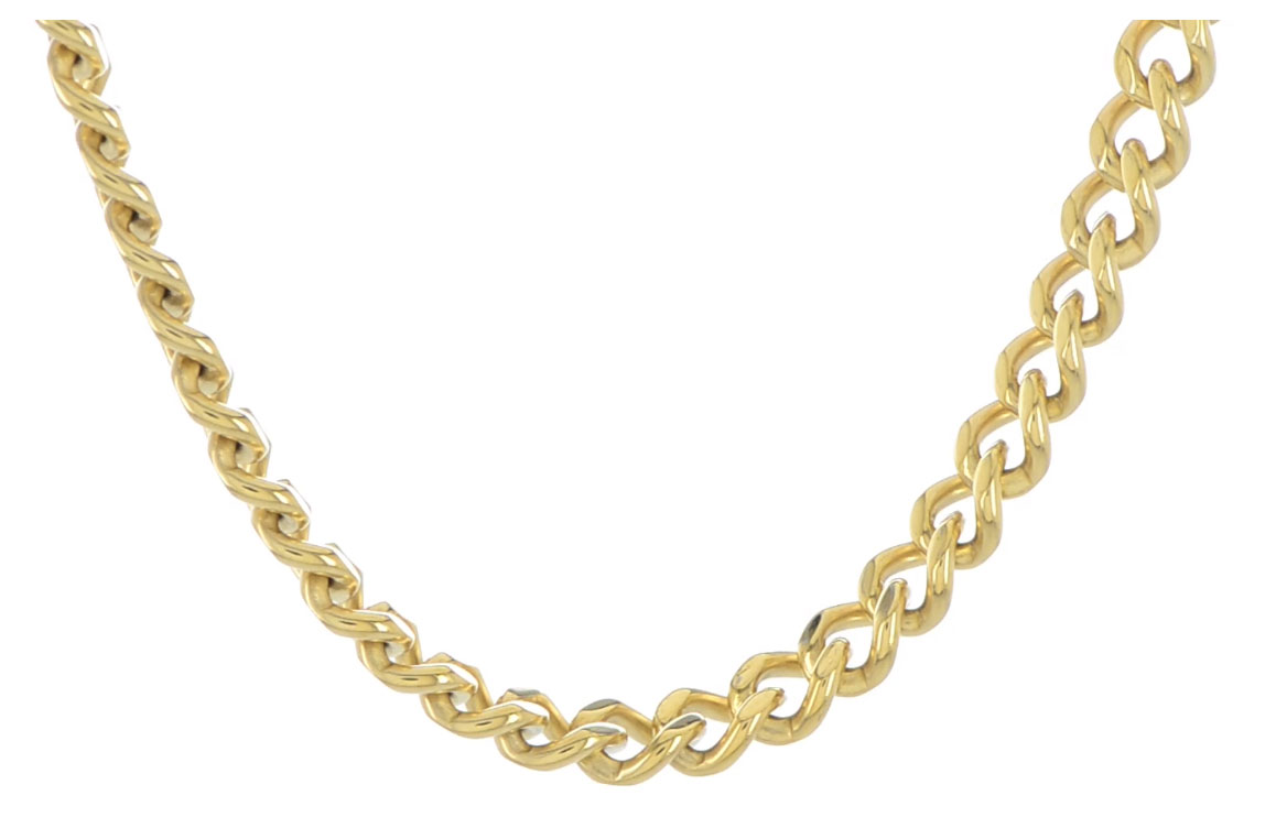 Stainless Steel IP Gold-Plated 7.5mm 20in Curb Chain.