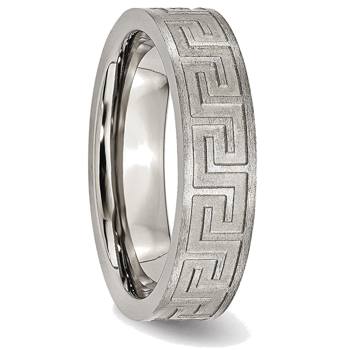 Titanium Greek Key Pattern 6mm Comfort Fit Ring