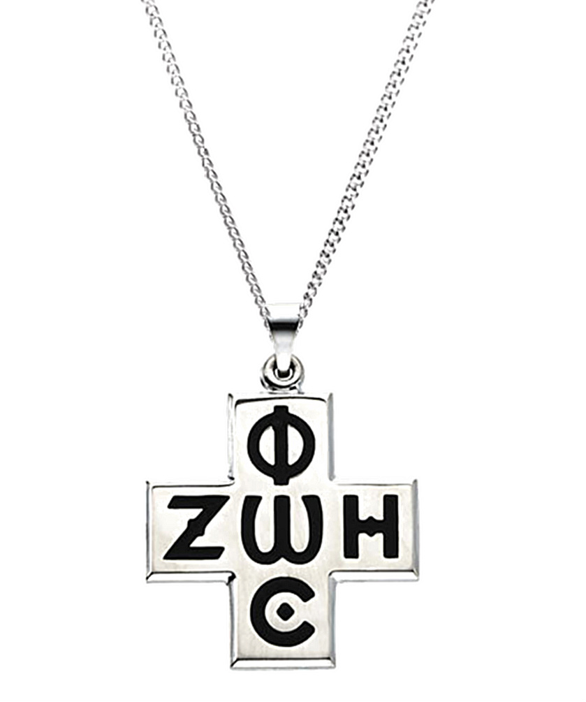 Phos Zoe Cross Necklace in Sterling Silver, 24"