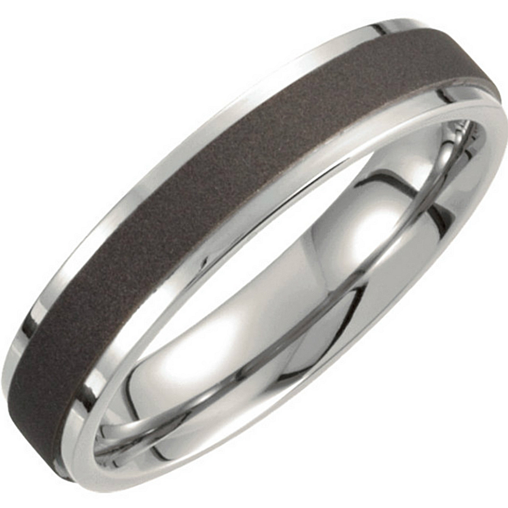 Titanium and Matte Black Comfort Fit Ring, 5 Millimeters offered in sizes 5 to 12.5.