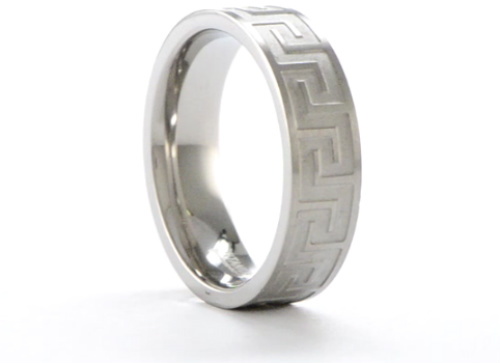 Titanium Greek Key Pattern Ring