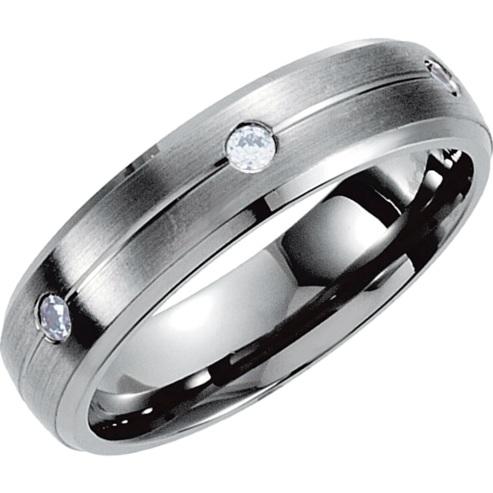 Six Diamond Titanium Comfort Fit Ring