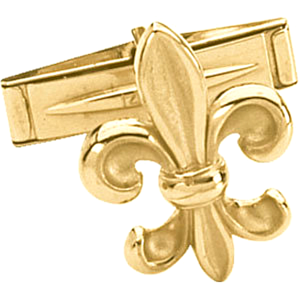 10k Yellow Gold Fleur de Lis Cuff Link, Single. 