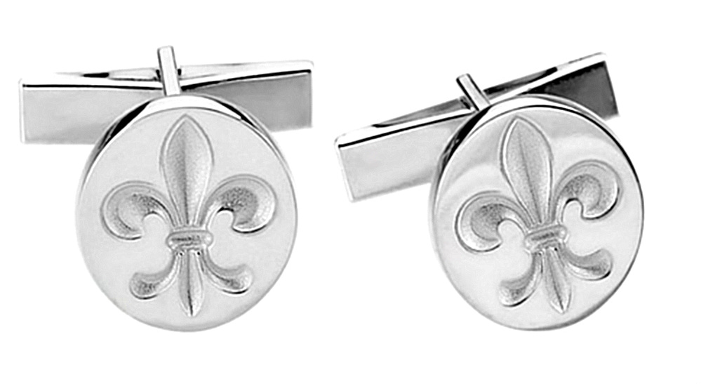 14k White Gold Metal Fashion Fleur de Lis Cuff Links. 