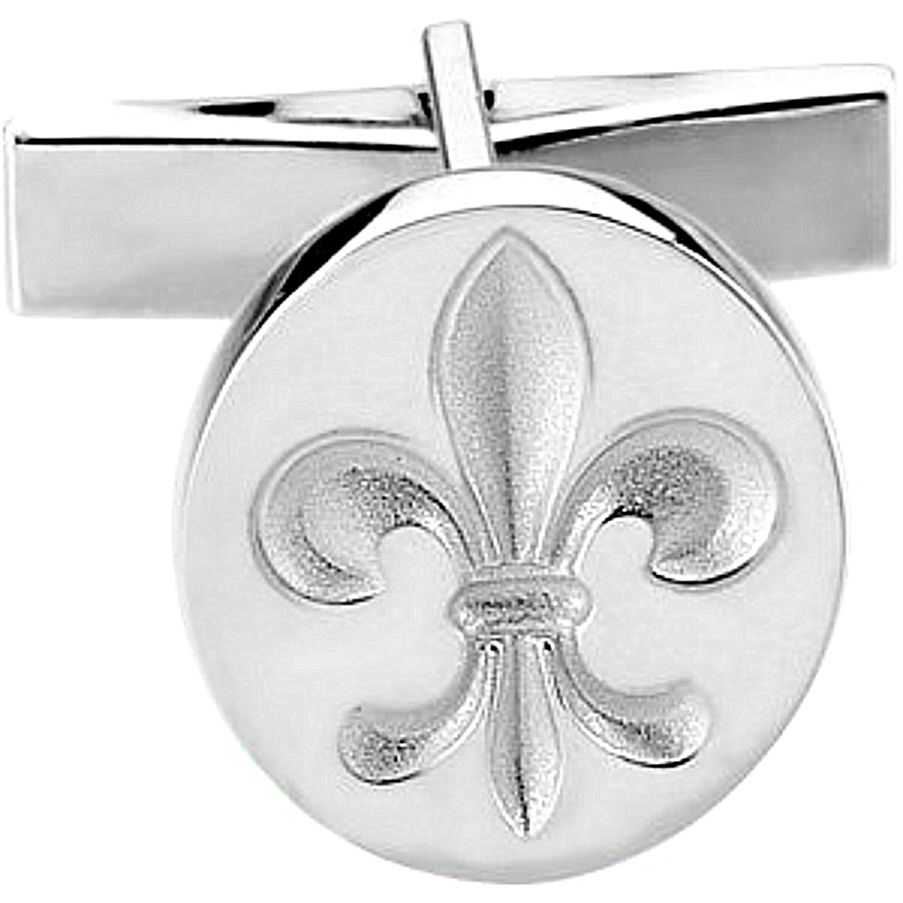 14k White Gold Metal Fashion Fleur de Lis Cuff Links. 