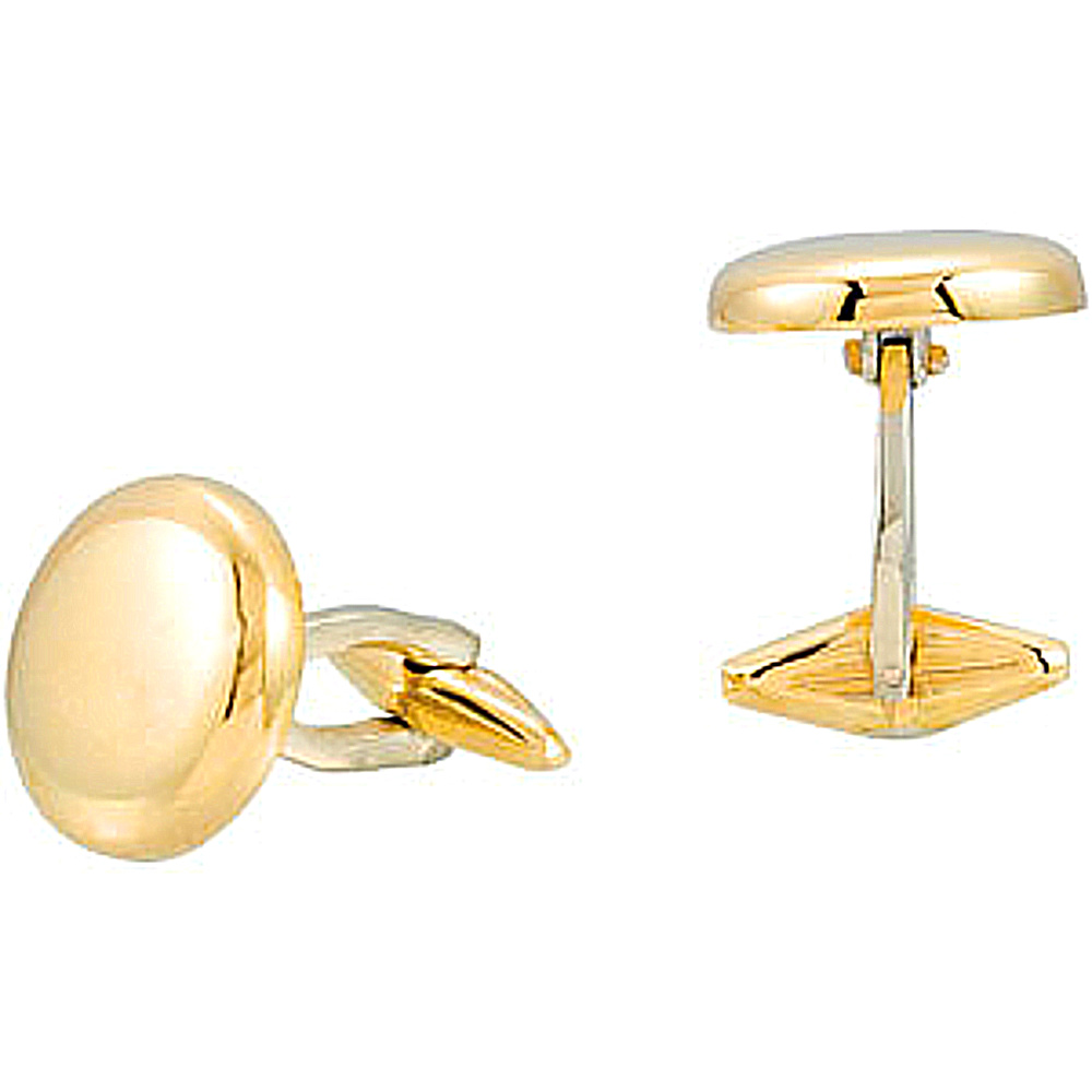 14k Yellow Gold Men's Round Shaped Cuff Links. 