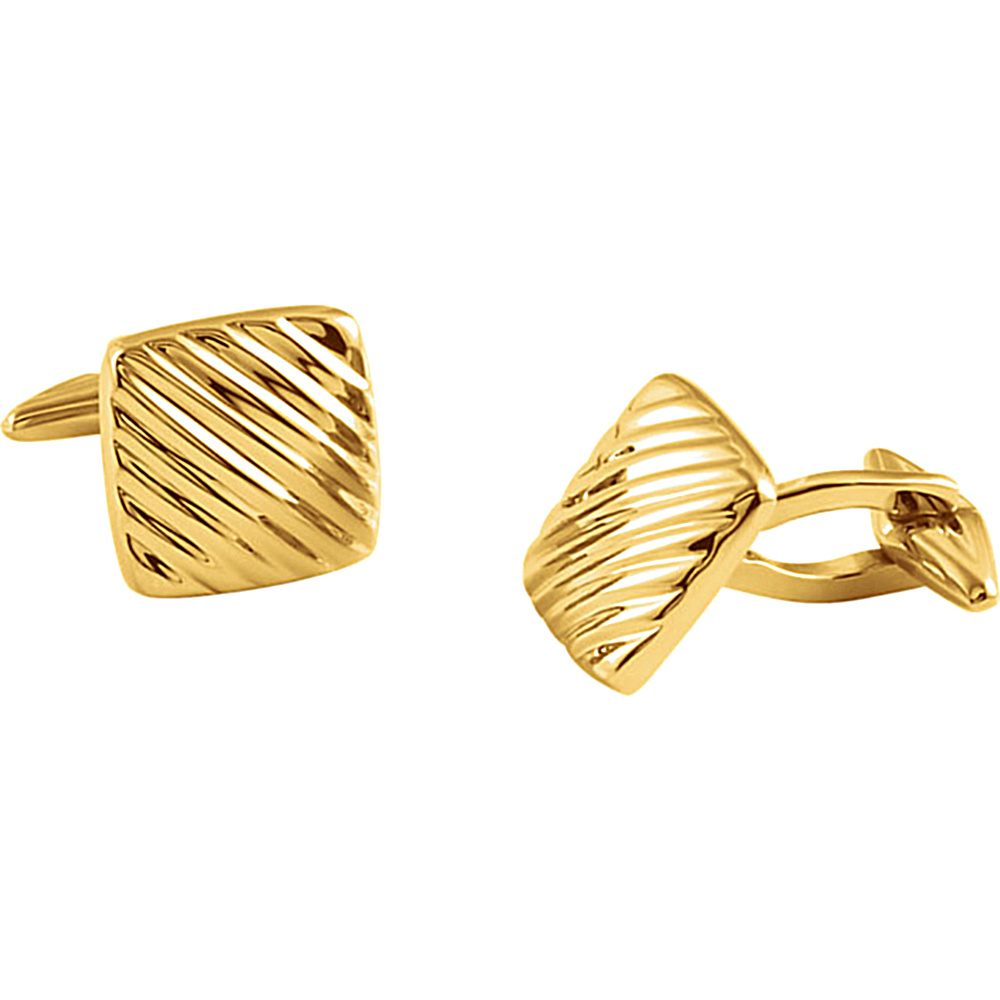 14k Yellow Gold Men's Square Shaped Cuff Links. 