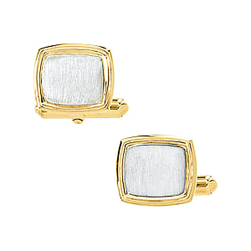 14k Yellow Gold Two-tone Cuff Links. 