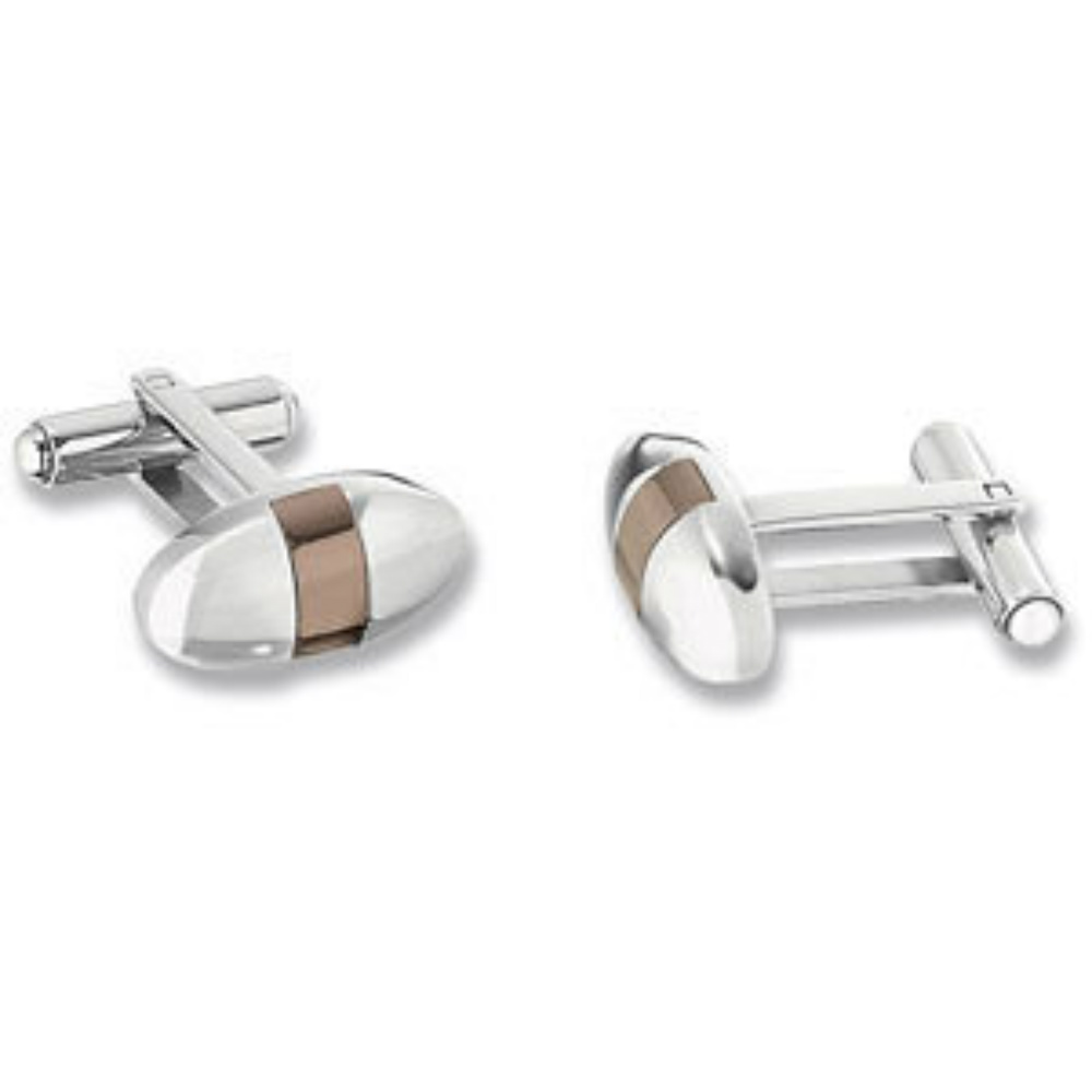 Oval Cuff Links with Chocolate Immerse Plating. 