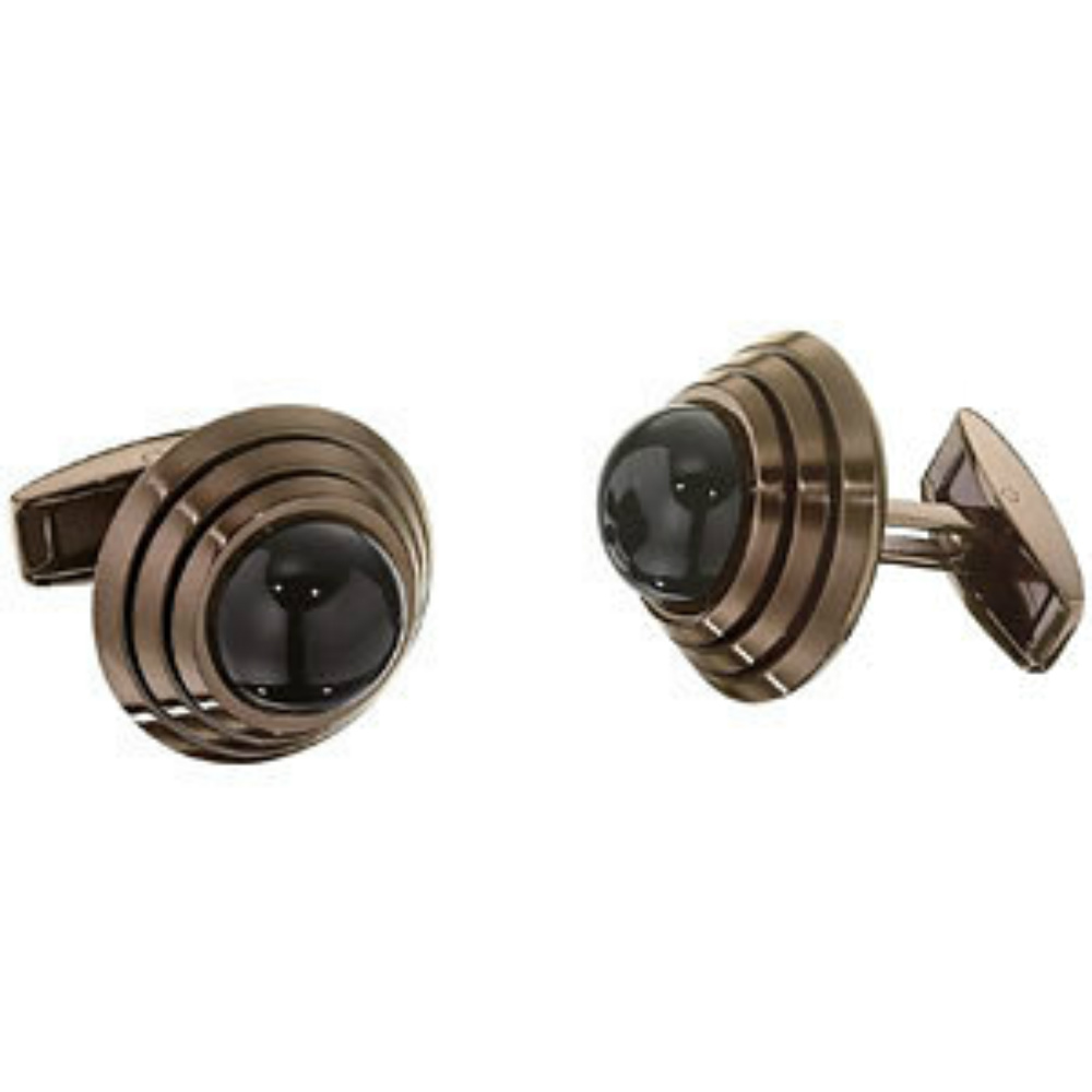 Stainless Steel Chocolate IP with Black Onyx Cuff Links 