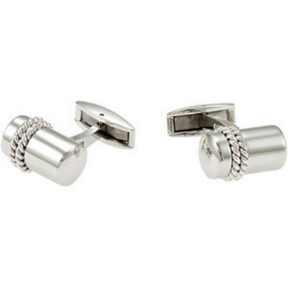 Stainless Steel Cuff Links with Sterling Silver Inlay. 