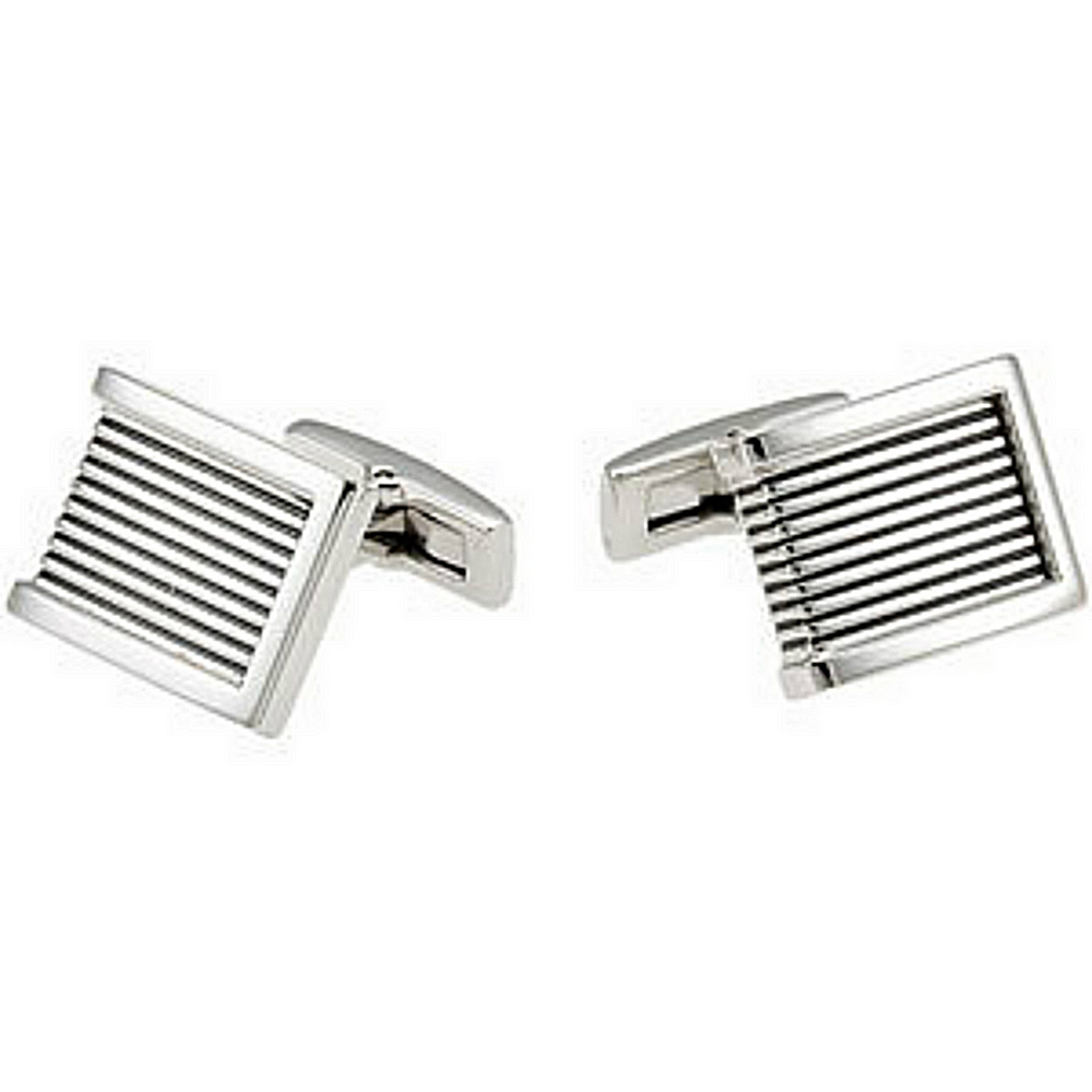 Stainless Steel and Black Enamel Cuff Links. 