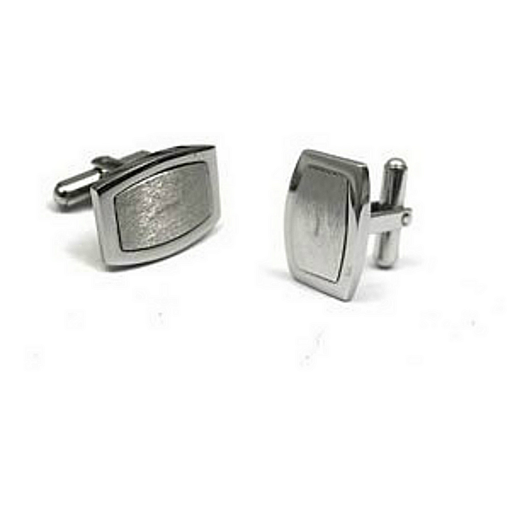 Stainless Steel and Satin Brushed Cuff Links 