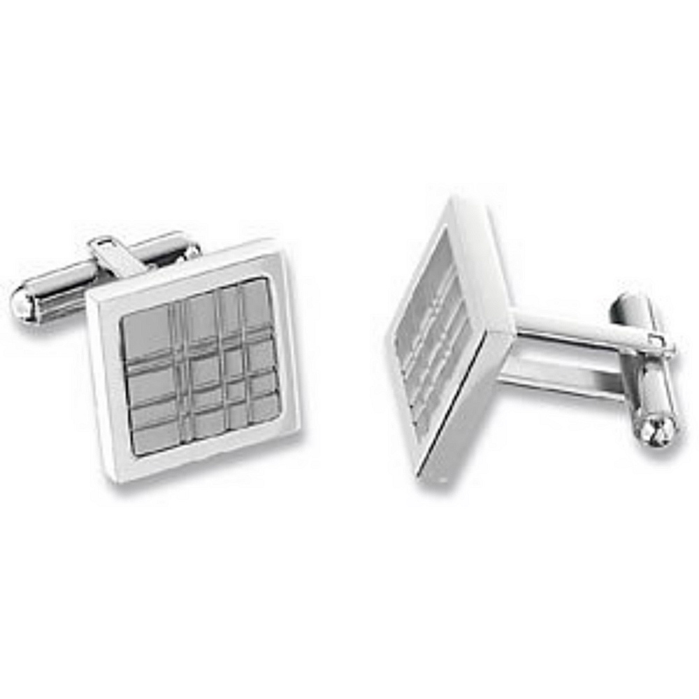 Stainless Steel and Satin Brushed Square Cuff Links. 