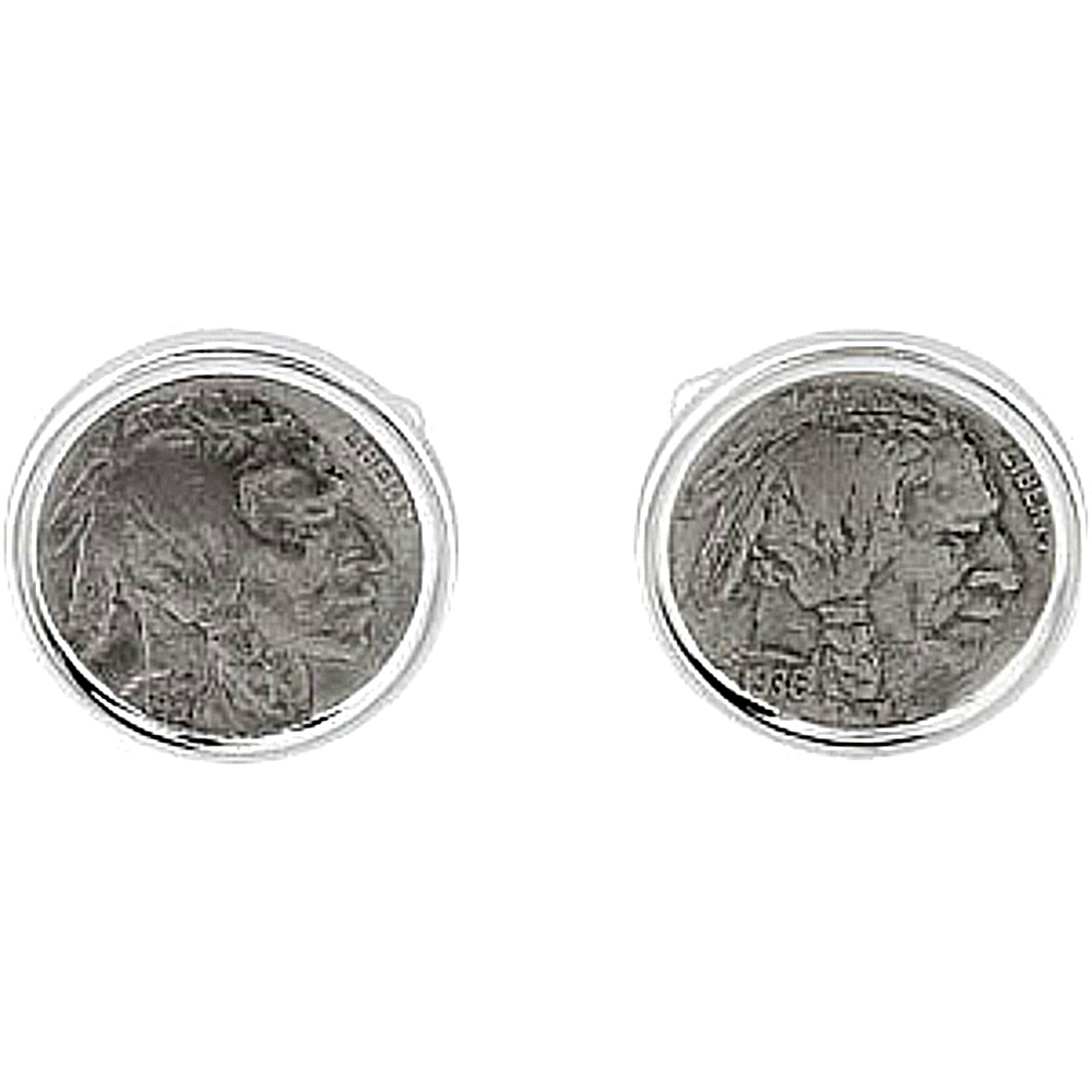 Sterling Silver Indian Head Nickel Coin Cuff Links. 