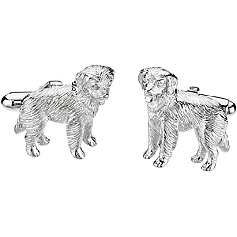 Sterling Silver U Back Golden Retriever Cuff Links.