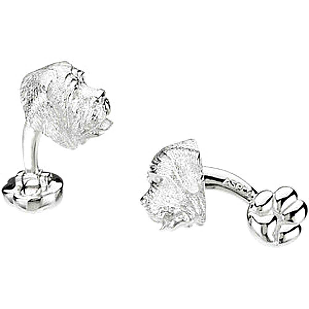 Sterling Silver U Back Mastiff Cuff Links With Rhodium Plated Heart.