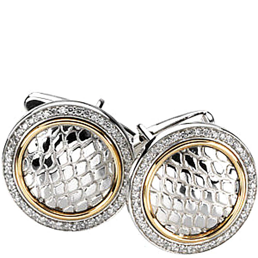 Sterling Silver and 14k Yellow Gold Cuff Links. 