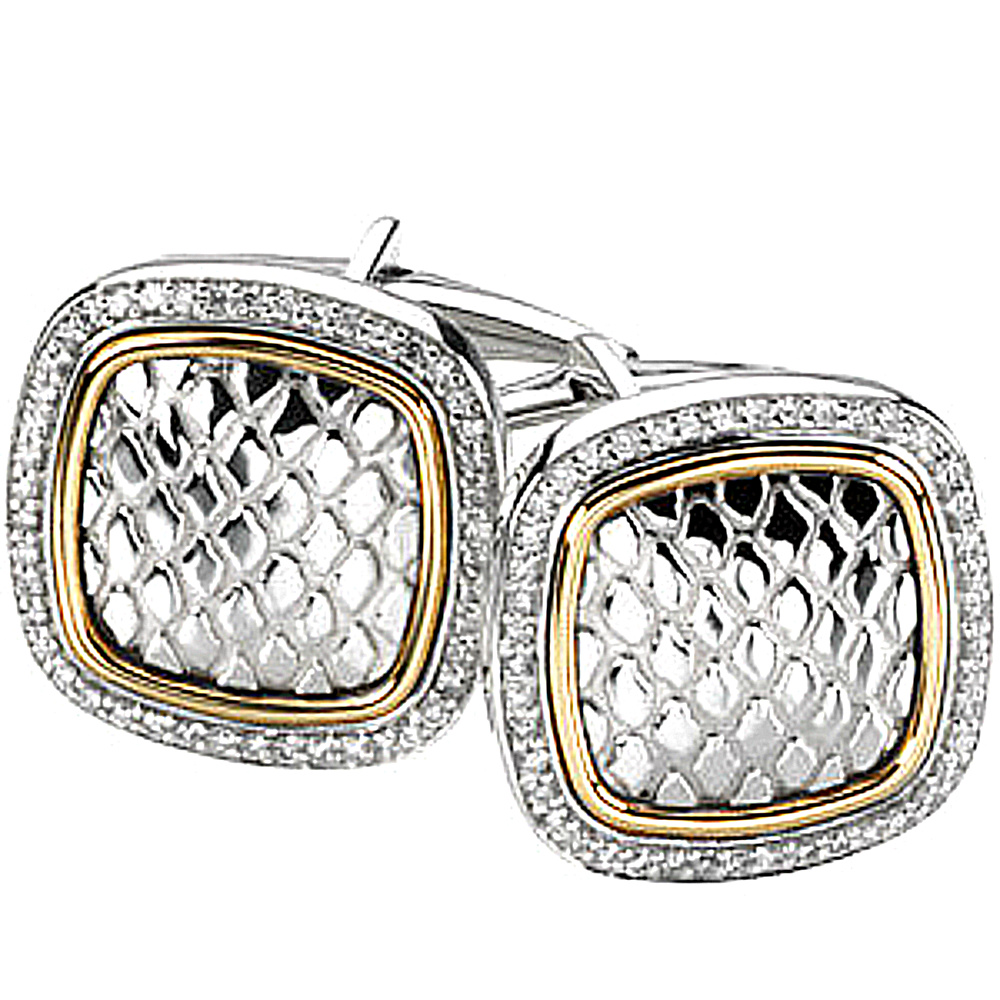 Sterling Silver and 14k Yellow Gold Cuff Links 