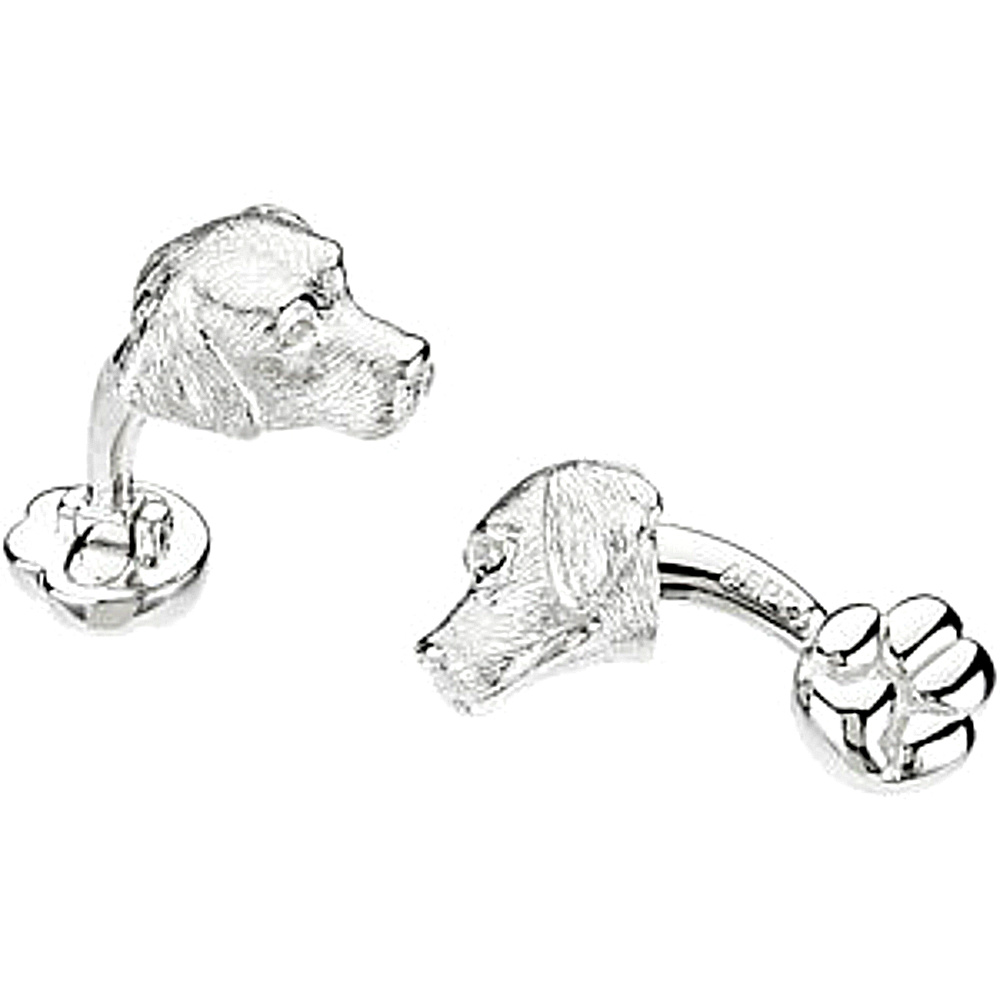 [Sterling Silver with Rhodium Plated Heart U Back Lab Cuff Links.